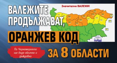 Валежите продължават, оранжев код за 8 области