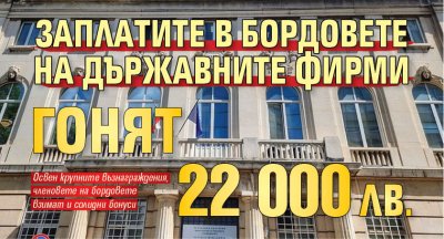 Заплатите в бордовете на държавните фирми гонят 22 000 лв.