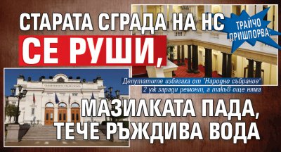 Трайчо пришпорва: Старата сграда на НС се руши, мазилката пада, тече ръждива вода