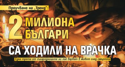 Проучване на "Тренд": 2 милиона българи са ходили на врачка 