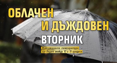 Облачен и дъждовен вторник