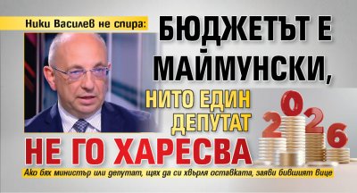 Ники Василев не спира: Бюджетът е маймунски, нито един депутат не го харесва