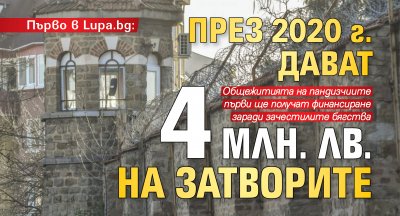 Първо в Lupa.bg: През 2020 г. дават 4 млн. лв. на затворите