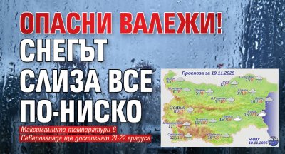 Опасни валежи! Снегът слиза все по-ниско
