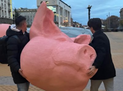 Прасето-касичка пред Ларгото "влезе" в пленарната зала