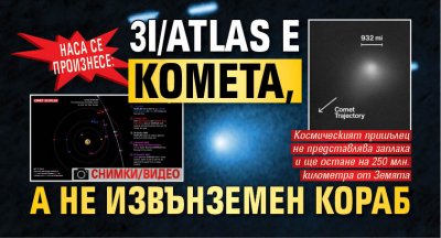 НАСА се произнесе: 3I/ATLAS е комета, а не извънземен кораб (ВИДЕО/СНИМКИ)