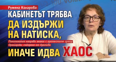 Румяна Коларова: Кабинетът трябва да издържи на натиска, иначе идва хаос