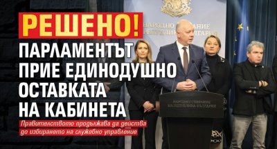 Решено! Парламентът прие единодушно оставката на кабинета 
