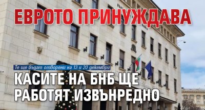 Еврото принуждава касите на БНБ ще работят извънредно