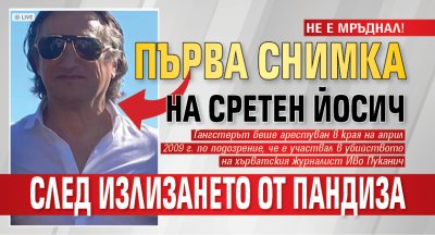 НЕ Е МРЪДНАЛ! Първа снимка на Сретен Йосич след излизането от пандиза