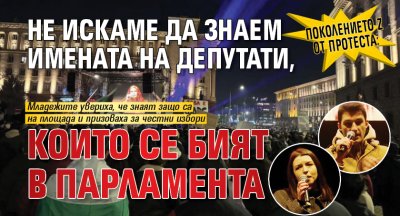 Поколението Z от протеста: Не искаме да знаем имената на депутати, които се бият в парламента