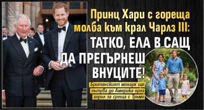 Принц Хари с гореща молба към крал Чарлз III: Татко, ела в САЩ да прегърнеш внуците!