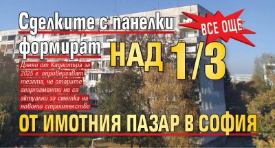 Все още: Сделките с панелки формират над 1/3 от имотния пазар в София