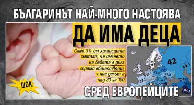 ШОК: Българинът най-много настоява да има деца сред европейците