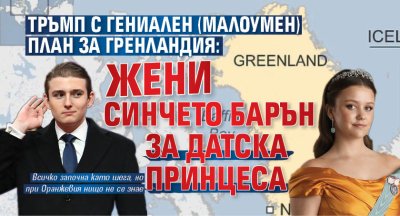 Тръмп с гениален (малоумен) план за Гренландия: Жени синчето Барън за датска принцеса