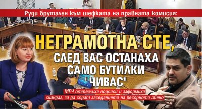 Руди брутален към шефката на правната комисия: Неграмотна сте, след вас останаха само бутилки "Чивас"