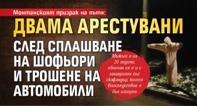 Монтанският призрак на пътя: Двама арестувани след сплашване на шофьори и трошене на автомобили