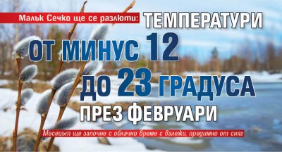 Малък Сечко ще се разлюти: Температури от минус 12 до 23 градуса през февруари