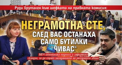 Руди брутален към шефката на правната комисия: Неграмотна сте, след вас останаха само бутилки "Чивас"