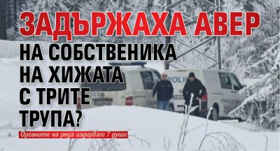 Задържаха авер на собственика на хижата с трите трупа? 