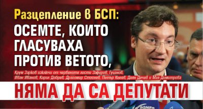 Разцепление в БСП: Осемте, които гласуваха против ветото, няма да са депутати 