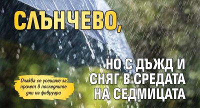 Слънчево, но с дъжд и сняг в средата на седмицата