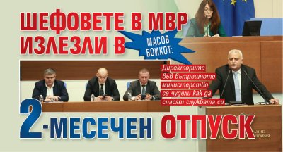 Масов бойкот: Шефовете в МВР излезли в 2-месечен отпуск 