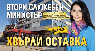 Цицелков 2: Втори служебен министър хвърли оставка