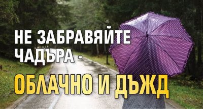Не забравяйте чадъра - облачно и дъжд