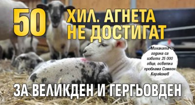 50 хил. агнета не достигат за Великден и Гергьовден
