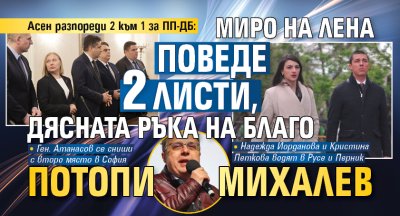 Асен разпореди 2 към 1 за ПП-ДБ: Миро на Лена поведе 2 листи, дясната ръка на Благо потопи Михалев
