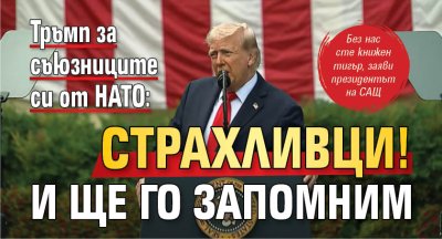 Тръмп за съюзниците си от НАТО: Страхливци! И ще го запомним