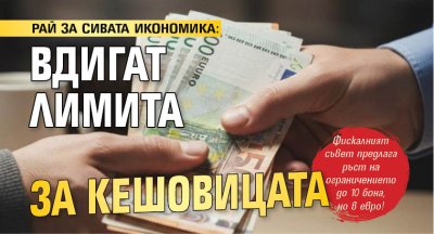 РАЙ ЗА СИВАТА ИКОНОМИКА: Вдигат лимита за кешовицата