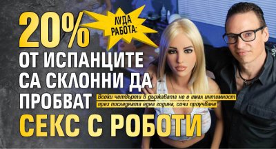 Луда работа: 20% от испанците са склонни да пробват секс с роботи