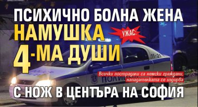 УЖАС: Психично болна жена намушка 4-ма души с нож в центъра на София