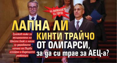 НА ВНИМАНИЕТО НА ГЮРОВ: Лапна ли кинти Трайчо от олигарси, за да си трае за АЕЦ-а? 