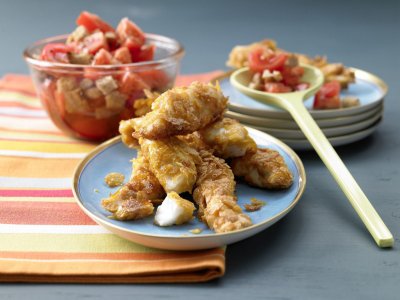 Цветница с Lupa.bg: Рибни корнфлейкс филенца (с доматена салата)