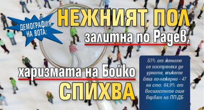 ДЕМОГРАФИЯ НА ВОТА: Нежният пол залитна по Радев, харизмата на Бойко спихва