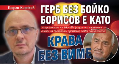 Георги Киряков: ГЕРБ без Бойко Борисов е като крава без виме