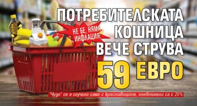 Не бе, няма инфлация: Потребителската кошница вече струва 59 евро