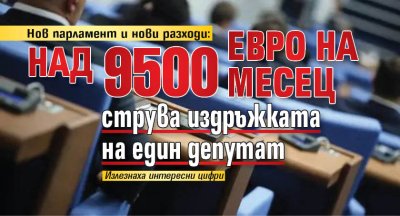 Нов парламент и нови разходи: Над 9500 евро на месец струва издръжката на един депутат