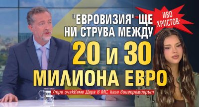 Иво Христов: "Евровизия" ще ни струва между 20 и 30 милиона евро