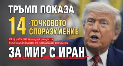 Тръмп показа 14-точковото споразумение за мир с Иран