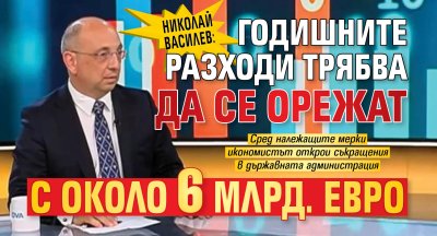 Николай Василев: Годишните разходи трябва да се орежат с около 6 млрд. евро
