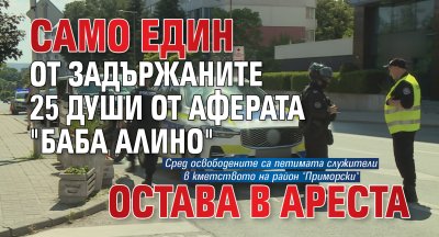 Само един от задържаните 25 души от аферата "Баба Алино" остава в ареста