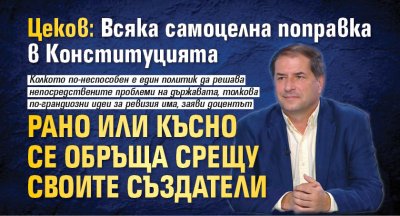 Цеков: Всяка самоцелна поправка в Конституцията рано или късно се обръща срещу своите създатели