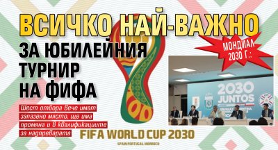 Мондиал 2030 г.: Всичко най-важно за юбилейния турнир на ФИФА