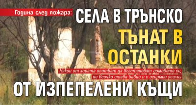 Година след пожара: Села в Трънско тънат в останки от изпепелени къщи