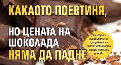Какаото поевтиня, но цената на шоколада няма да падне