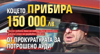 Коцето прибира 150 000 лв. от прокуратурата за потрошено ауди